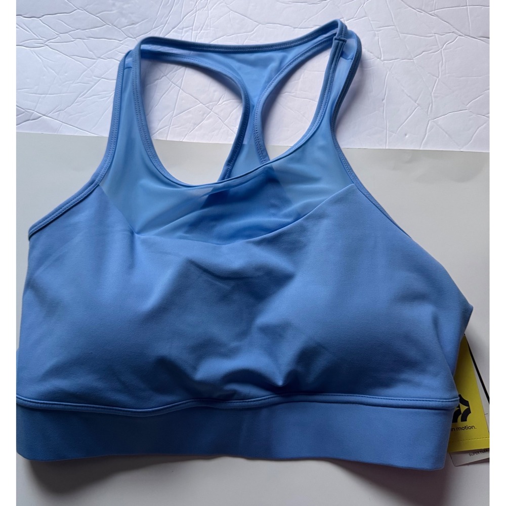 All in Motion Super Flex Medium Support Racerback Sports Bra Blue XL NEW